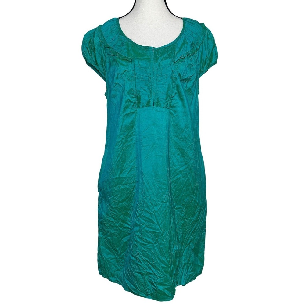 Christiane Celle 100% Silk Mini Dress L Iridescent Fairycore Mermaidcore Pockets